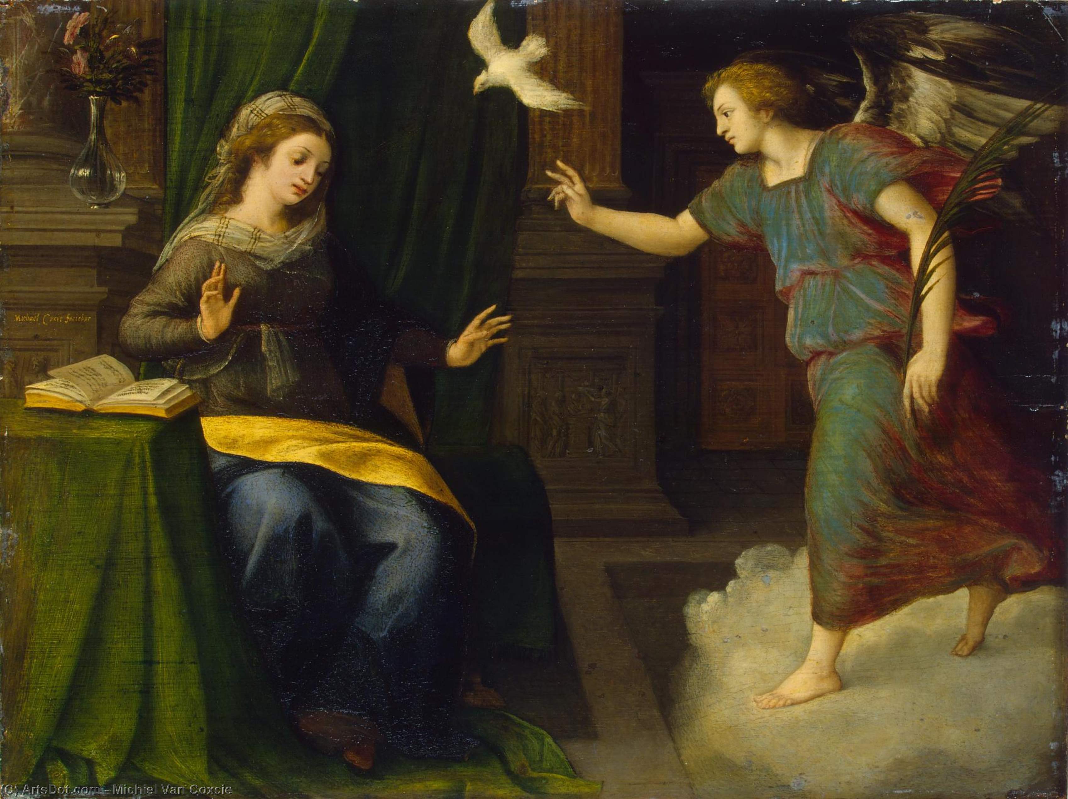 Wikioo.org - The Encyclopedia of Fine Arts - Painting, Artwork by Michiel Van Coxcie - Annunciation