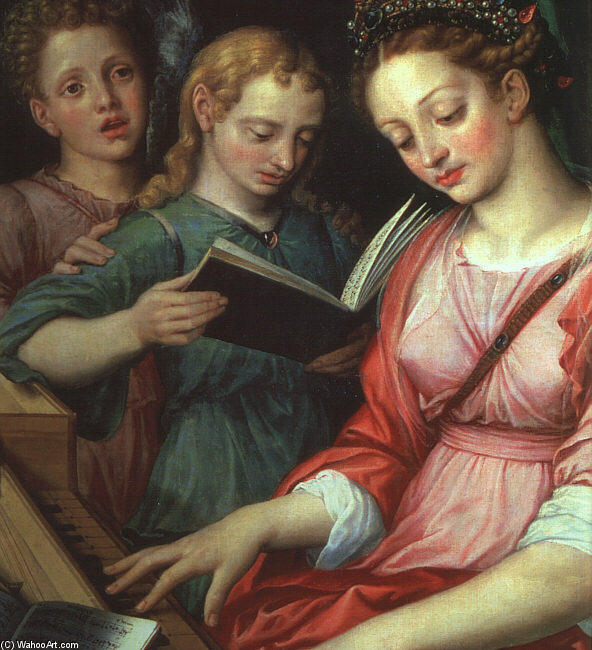 WikiOO.org - Encyclopedia of Fine Arts - Maľba, Artwork Michiel Van Coxcie - Saint Cecilia