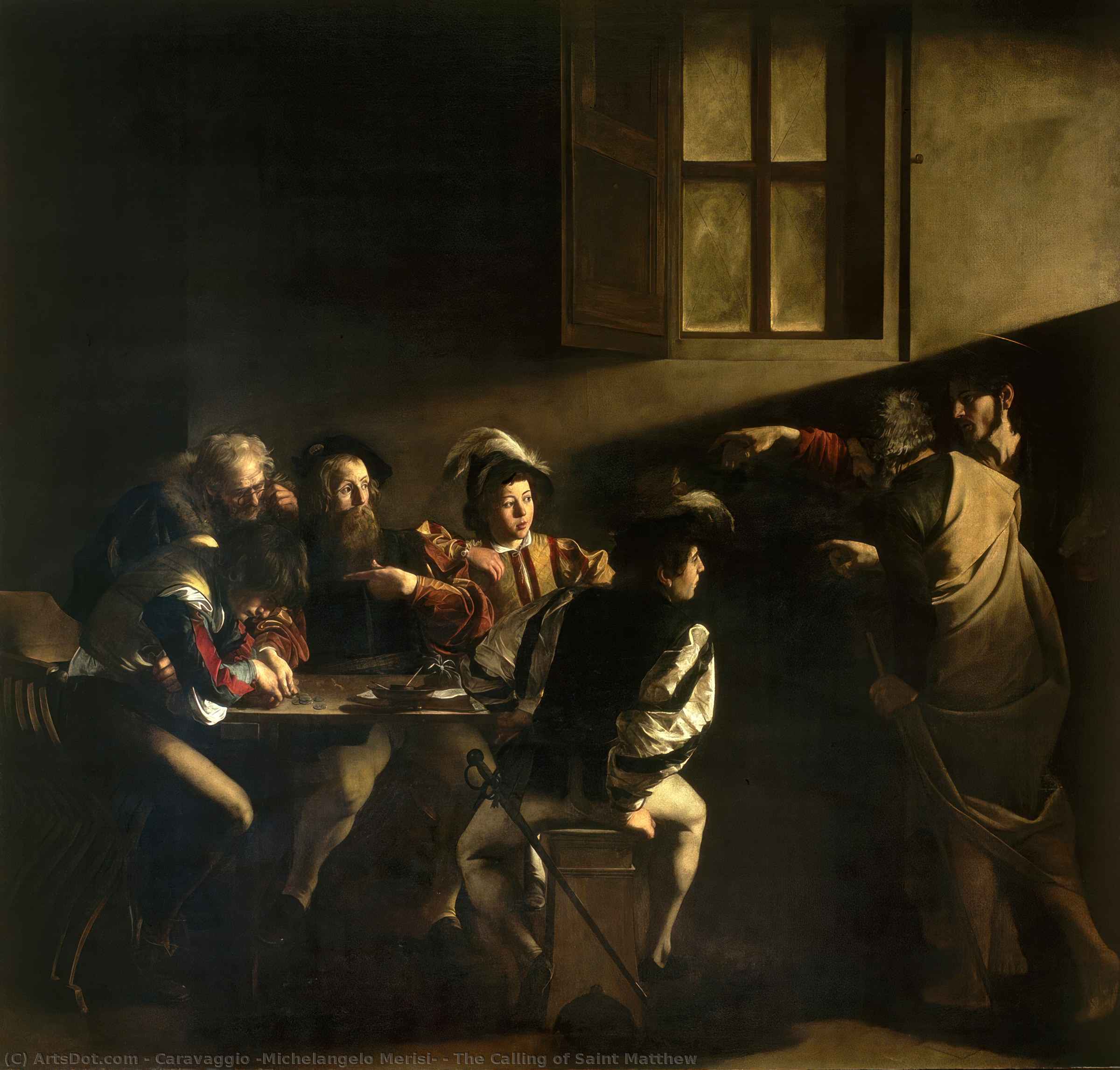 The Calling of Saint Matthew - Caravaggio (Michelangelo Merisi)