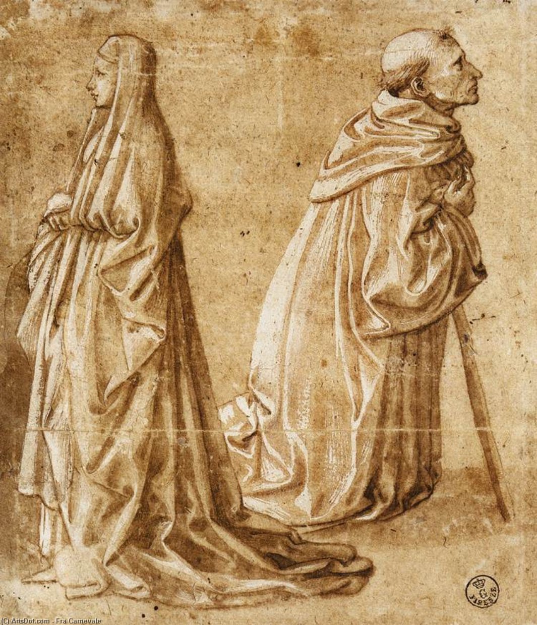 WikiOO.org - Encyclopedia of Fine Arts - Lukisan, Artwork Fra Carnevale - A Woman and a Kneeling Monk