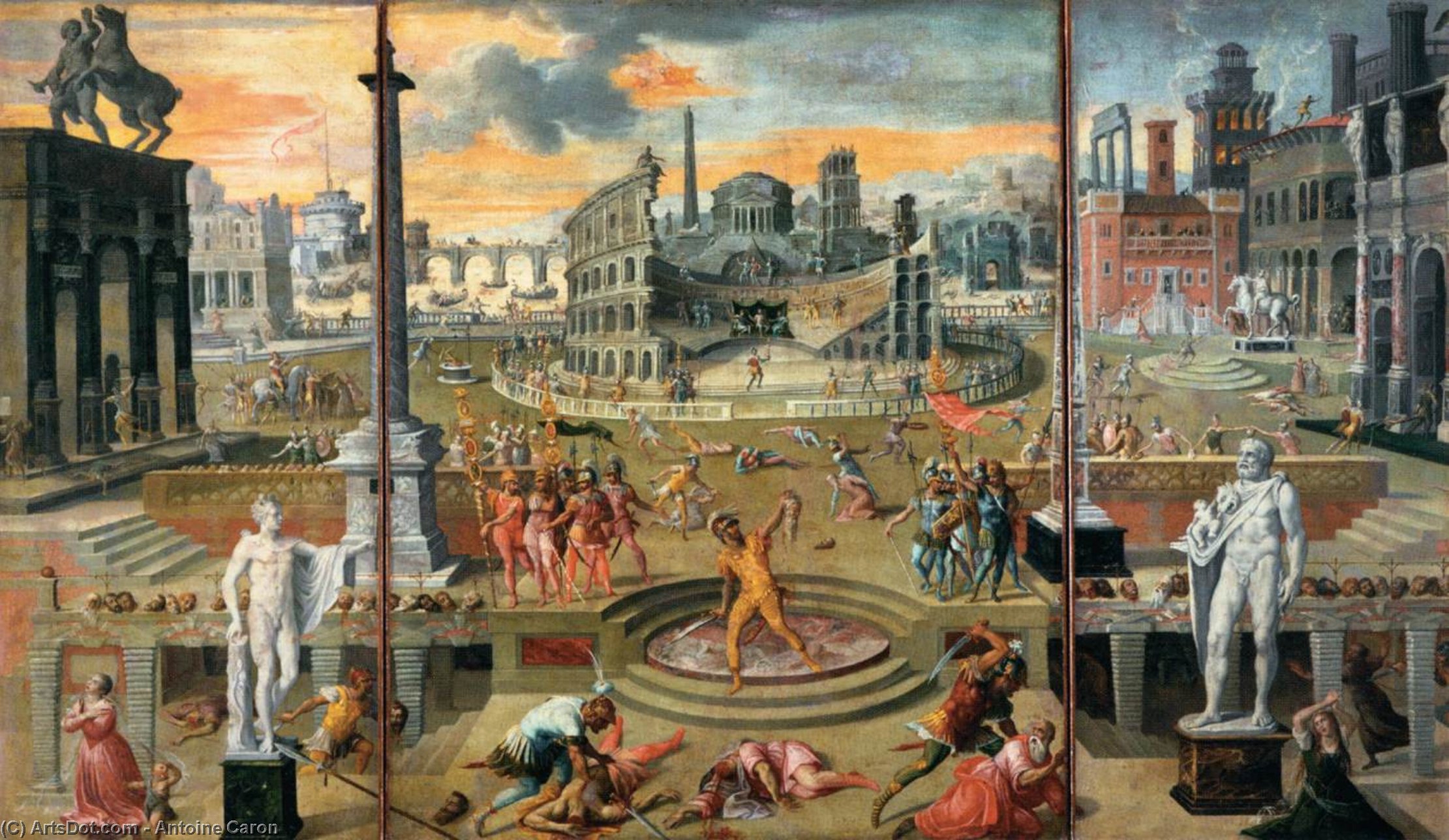 WikiOO.org - Encyclopedia of Fine Arts - Lukisan, Artwork Antoine Caron - The Massacres of the Triumvirate