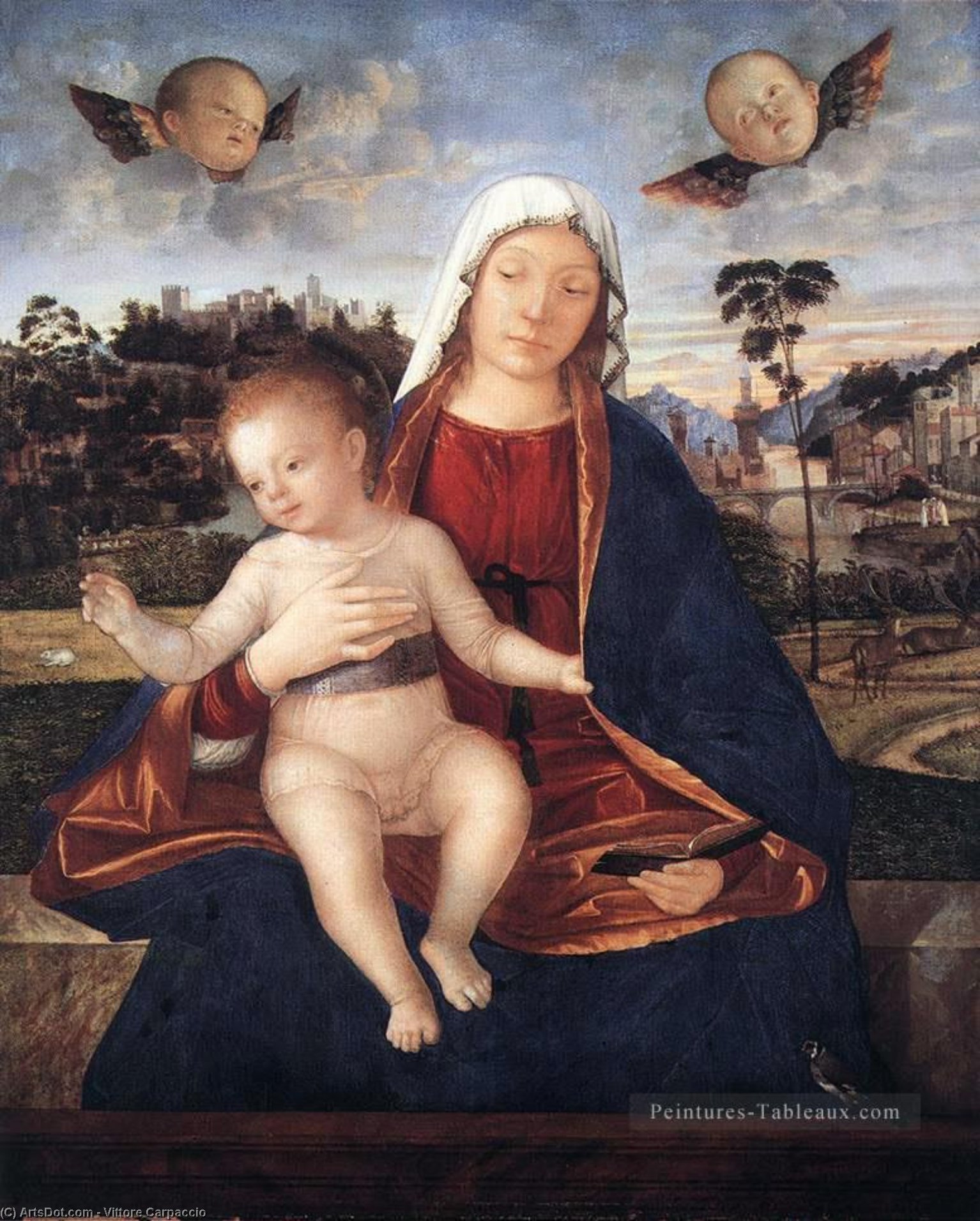 Wikioo.org – La Enciclopedia de las Bellas Artes - Pintura, Obras de arte de Vittore Carpaccio - virgen asícomo  bendición  niño
