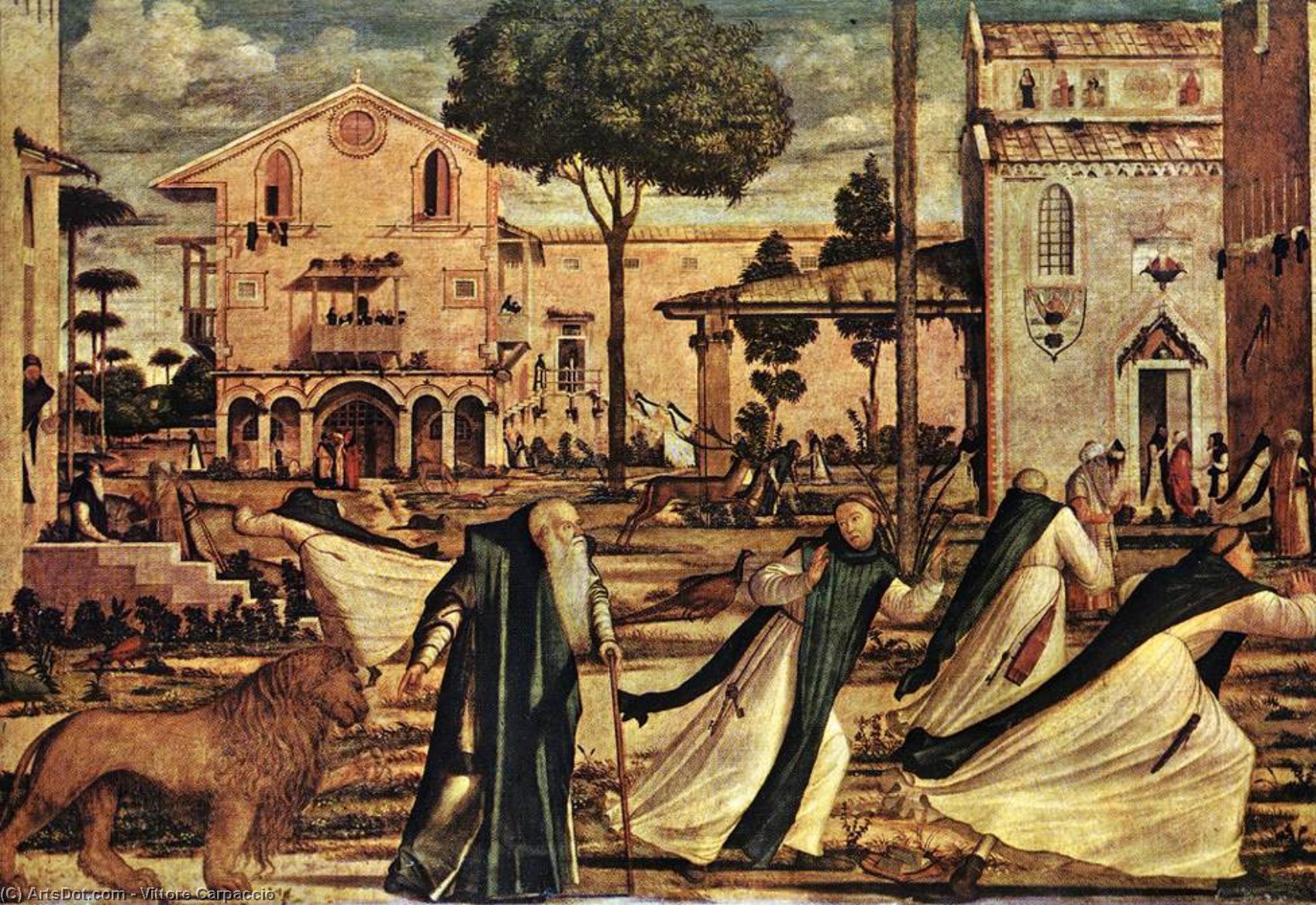 Wikioo.org – L'Encyclopédie des Beaux Arts - Peinture, Oeuvre de Vittore Carpaccio - saint jérôme et  au  du Lion  détail