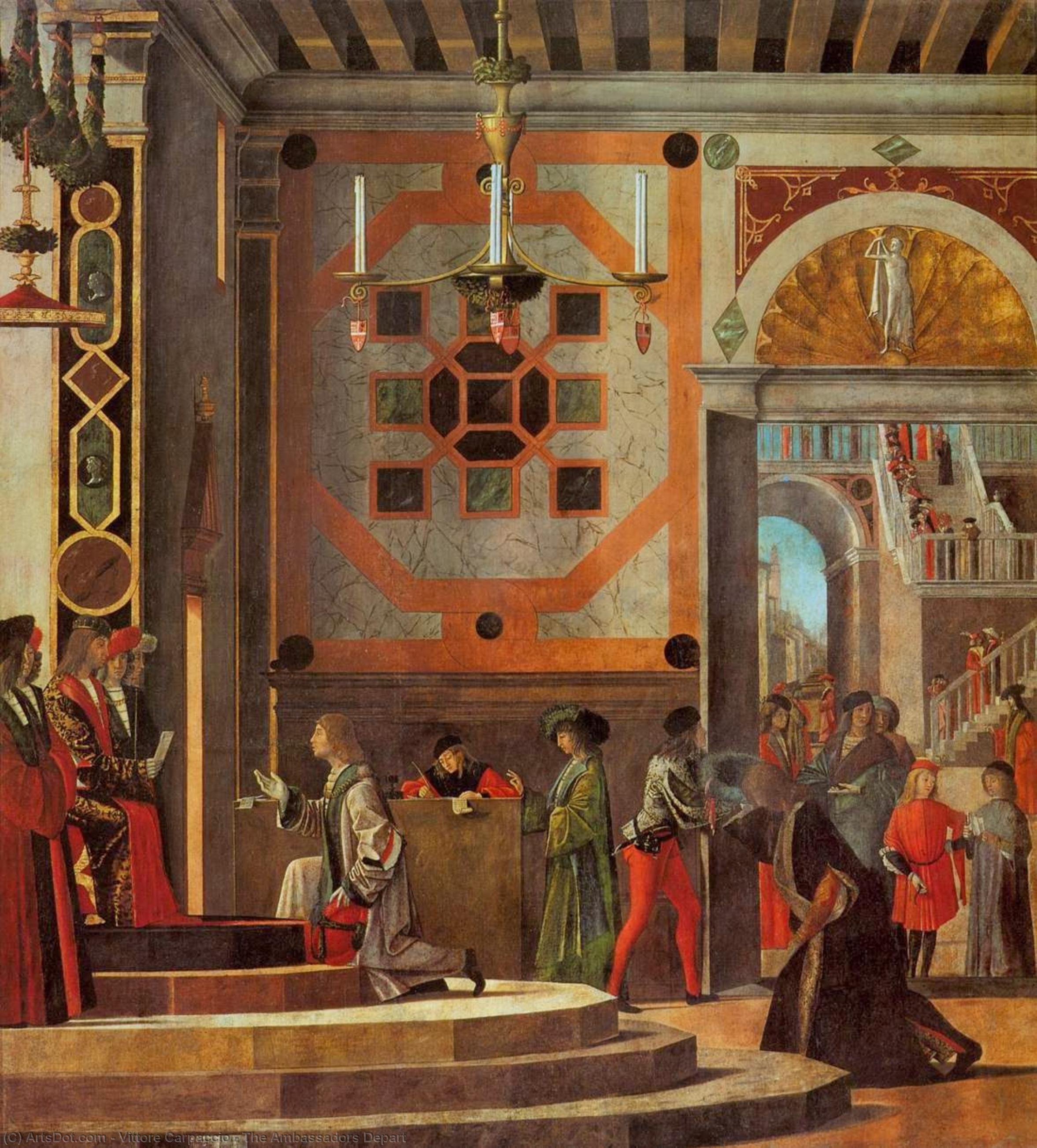 Wikioo.org - The Encyclopedia of Fine Arts - Painting, Artwork by Vittore Carpaccio - The Ambassadors Depart
