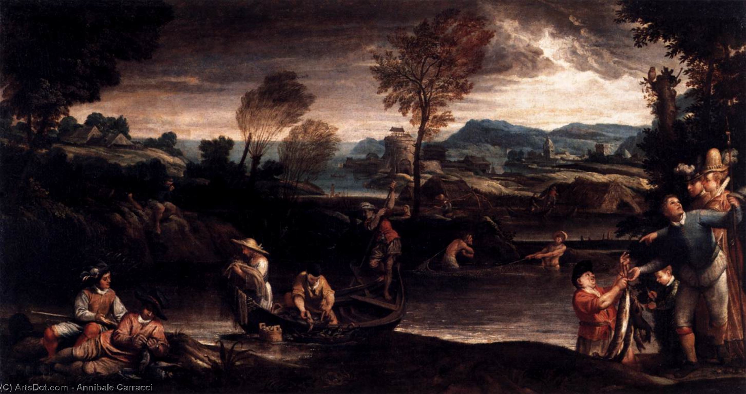 WikiOO.org - Encyclopedia of Fine Arts - Malba, Artwork Annibale Carracci - Fishing