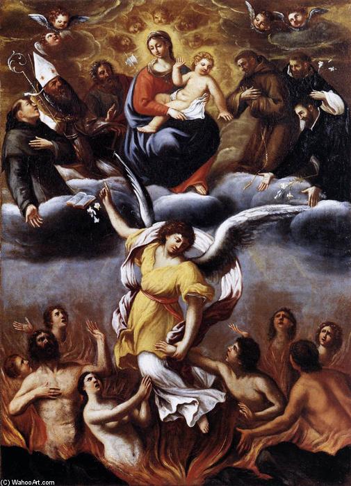 Wikioo.org – La Enciclopedia de las Bellas Artes - Pintura, Obras de arte de Lodovico Carracci - Un ángel Libera  el  almas  todaclasede  Purgatorio