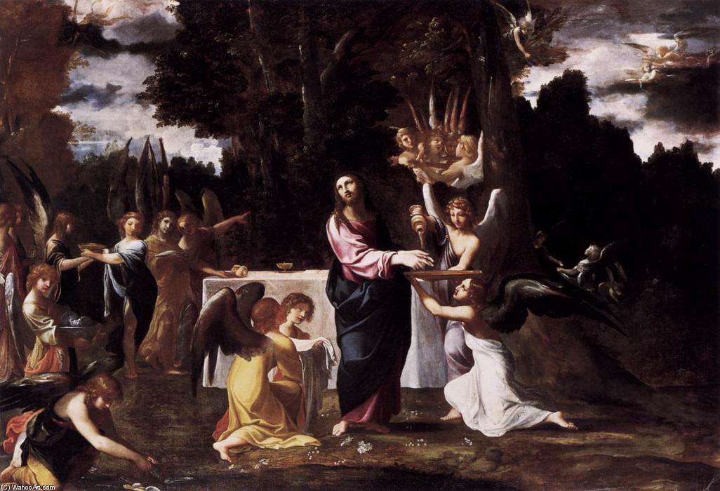 WikiOO.org - 백과 사전 - 회화, 삽화 Lodovico Carracci - Christ Served by Angels in the Wilderness