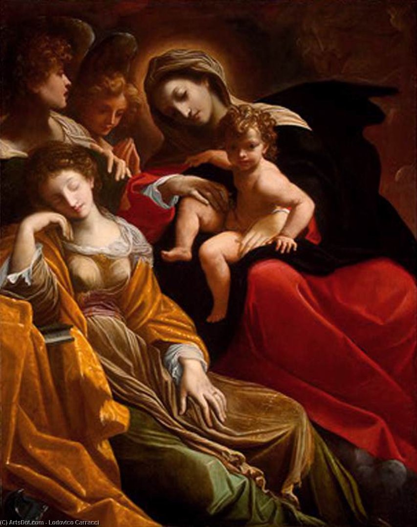 Wikioo.org - The Encyclopedia of Fine Arts - Painting, Artwork by Lodovico Carracci - The Dream of Saint Catherine of Alexandria