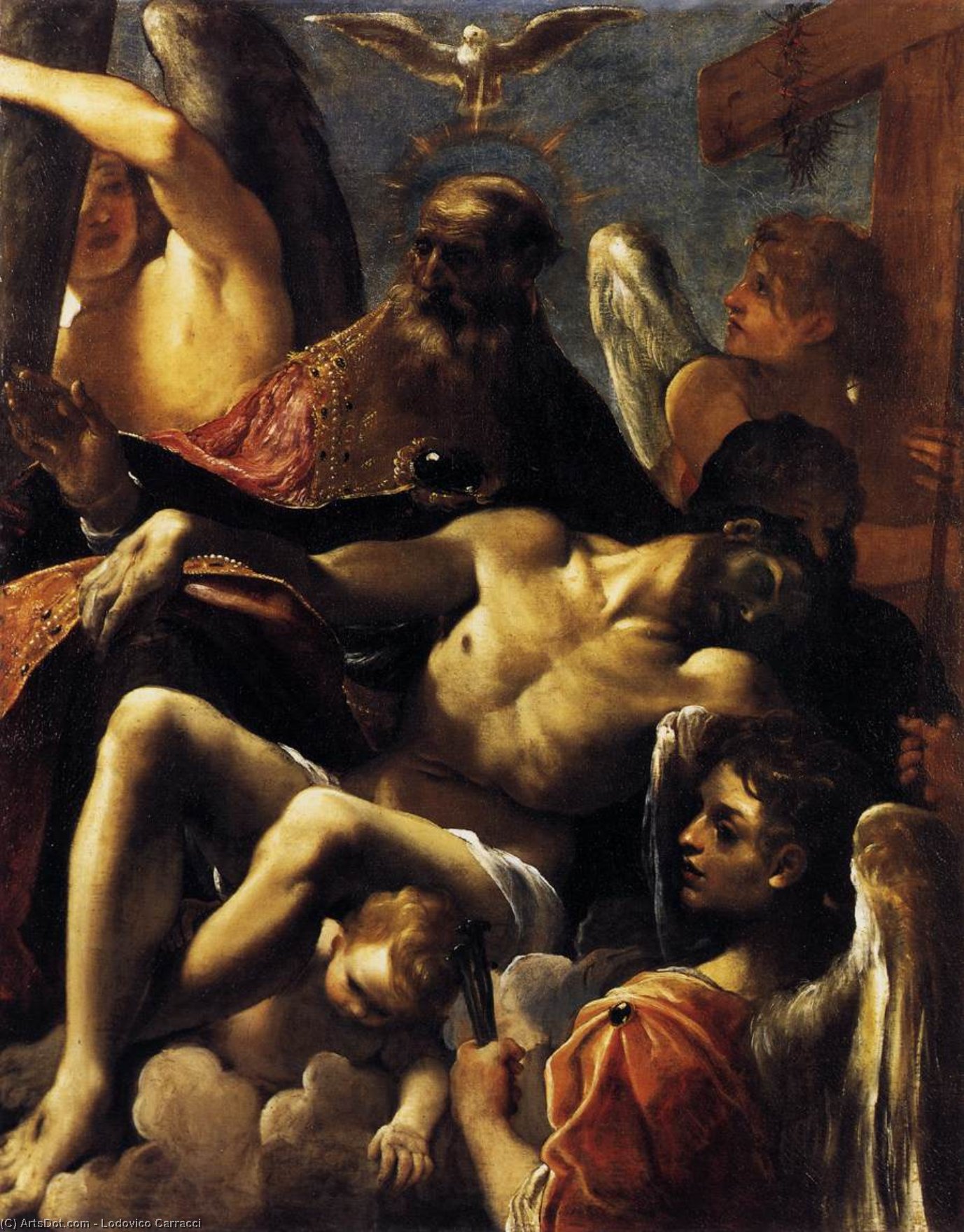 Wikioo.org - The Encyclopedia of Fine Arts - Painting, Artwork by Lodovico Carracci - The Trinity with the Dead Christ