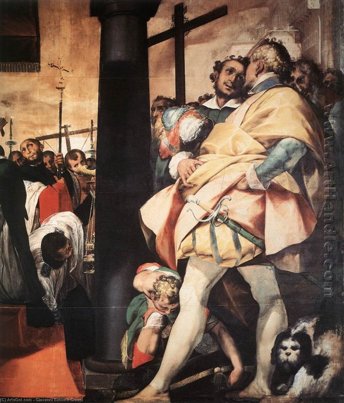 WikiOO.org - Encyclopedia of Fine Arts - Maľba, Artwork Giovanni Battista Crespi - St Carlo Borromeo Erecting Crosses a the Gates of Milan (detail)