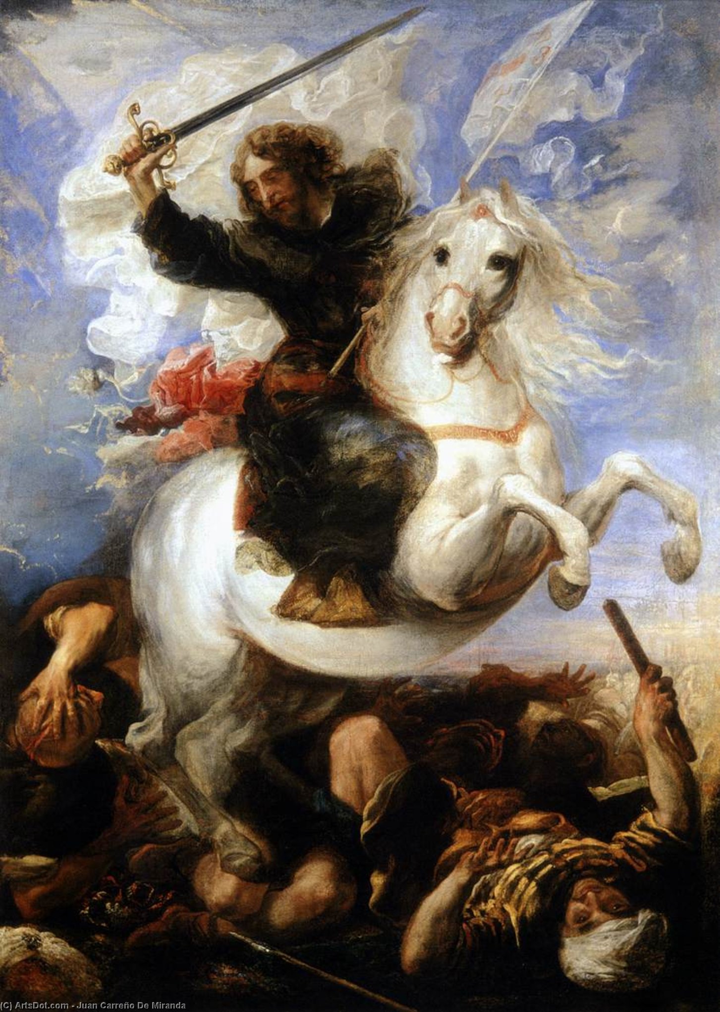 Wikioo.org – La Enciclopedia de las Bellas Artes - Pintura, Obras de arte de Juan Carreño De Miranda - san jaime el gran en el Batalla de Clavijo