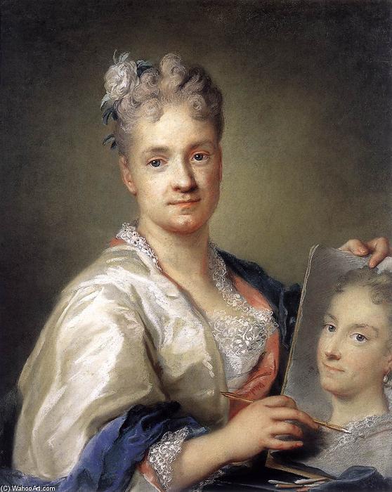 WikiOO.org - Enciklopedija dailės - Tapyba, meno kuriniai Rosalba Carriera - Self-Portrait Holding a Portrait of Her Sister