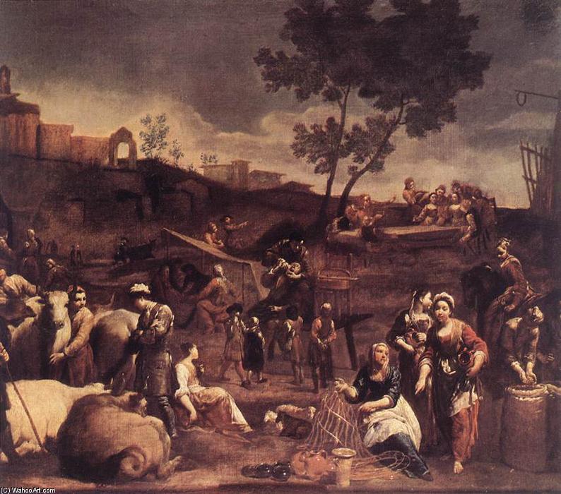 Wikioo.org – L'Enciclopedia delle Belle Arti - Pittura, Opere di Giuseppe Maria Crespi - Village Fiera