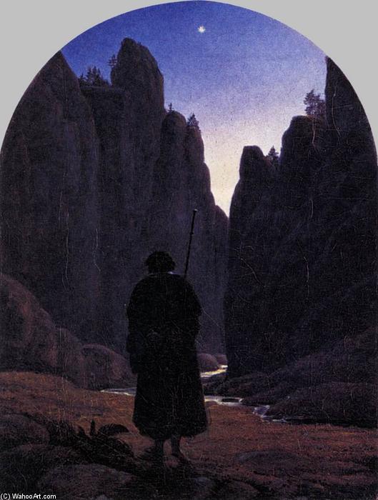 WikiOO.org - 백과 사전 - 회화, 삽화 Carl Gustav Carus - Pilgrim in a Rocky Valley