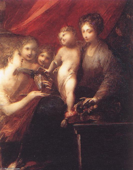 WikiOO.org - Encyclopedia of Fine Arts - Schilderen, Artwork Valerio Castello - The Virgin of the Compote-dish