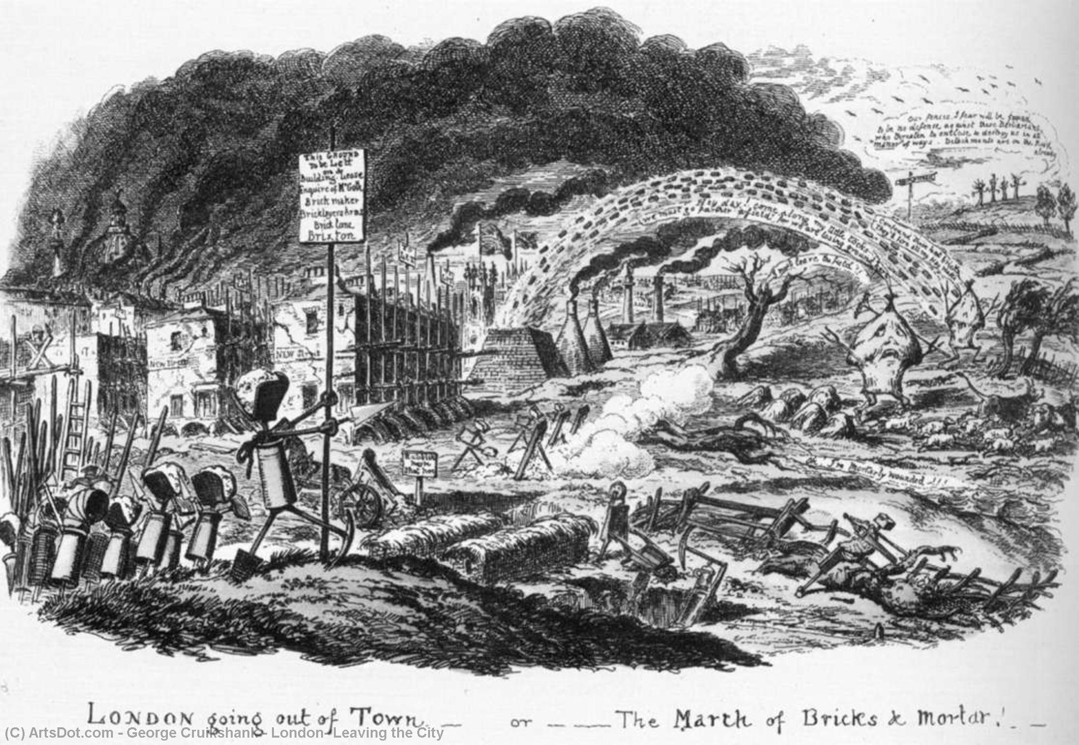 Wikioo.org - The Encyclopedia of Fine Arts - Painting, Artwork by George Cruikshank - London, Leaving the City
