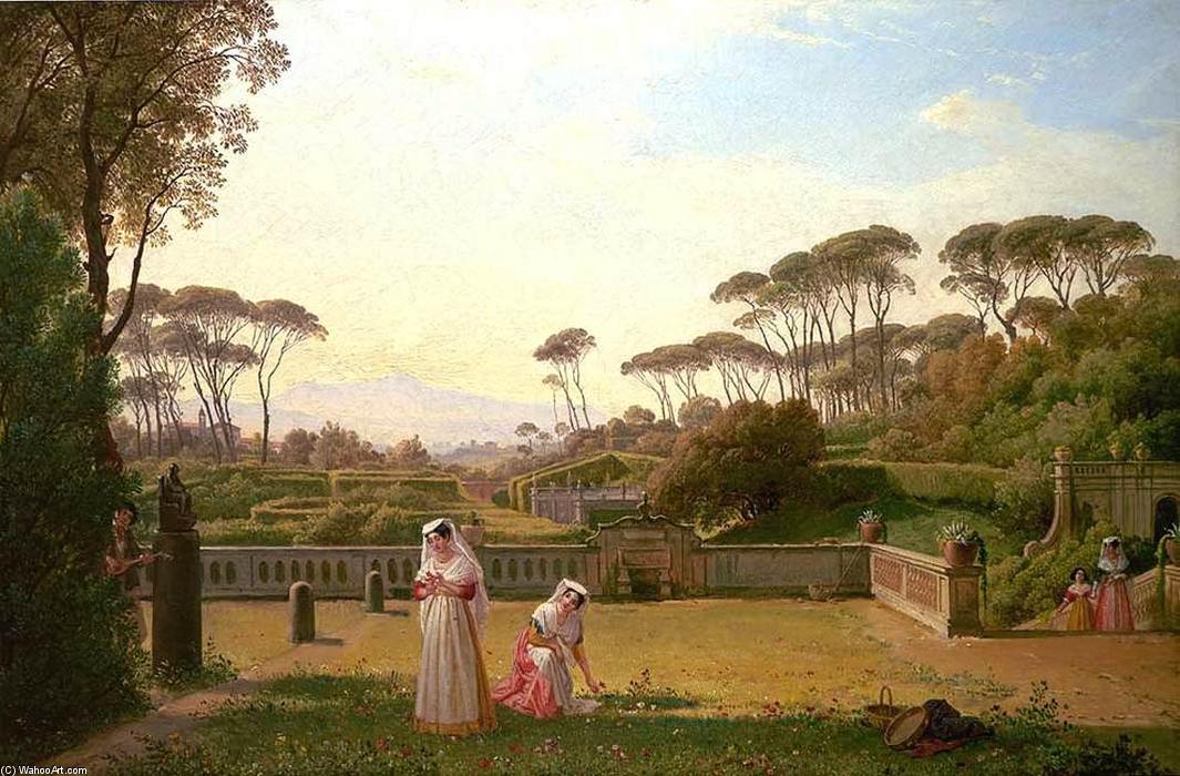 Wikioo.org - The Encyclopedia of Fine Arts - Painting, Artwork by Franz Ludwig Catel - Garden of the Villa Doria Pamphilj in Rome