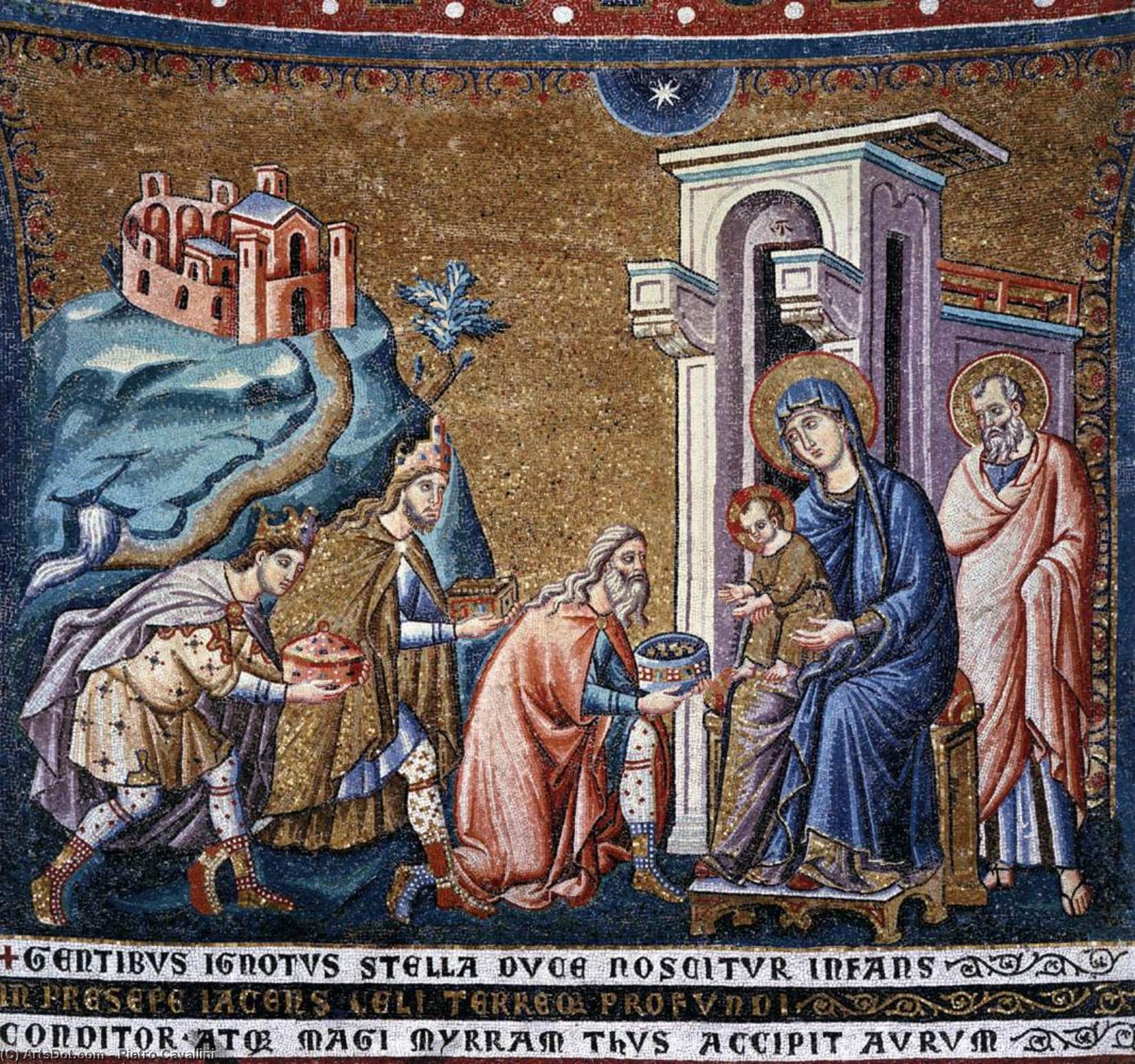 Wikioo.org - Bách khoa toàn thư về mỹ thuật - Vẽ tranh, Tác phẩm nghệ thuật Pietro Cavallini - Apse: 4. Adoration of the Kings