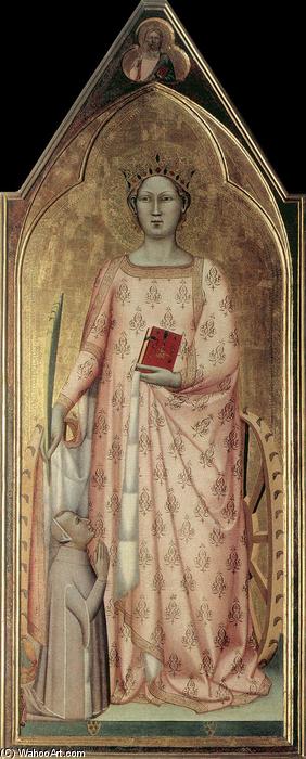 WikiOO.org - Encyclopedia of Fine Arts - Maalaus, taideteos Bernardo Daddi - St Catherine of Alexandria with Donor and Christ Blessing