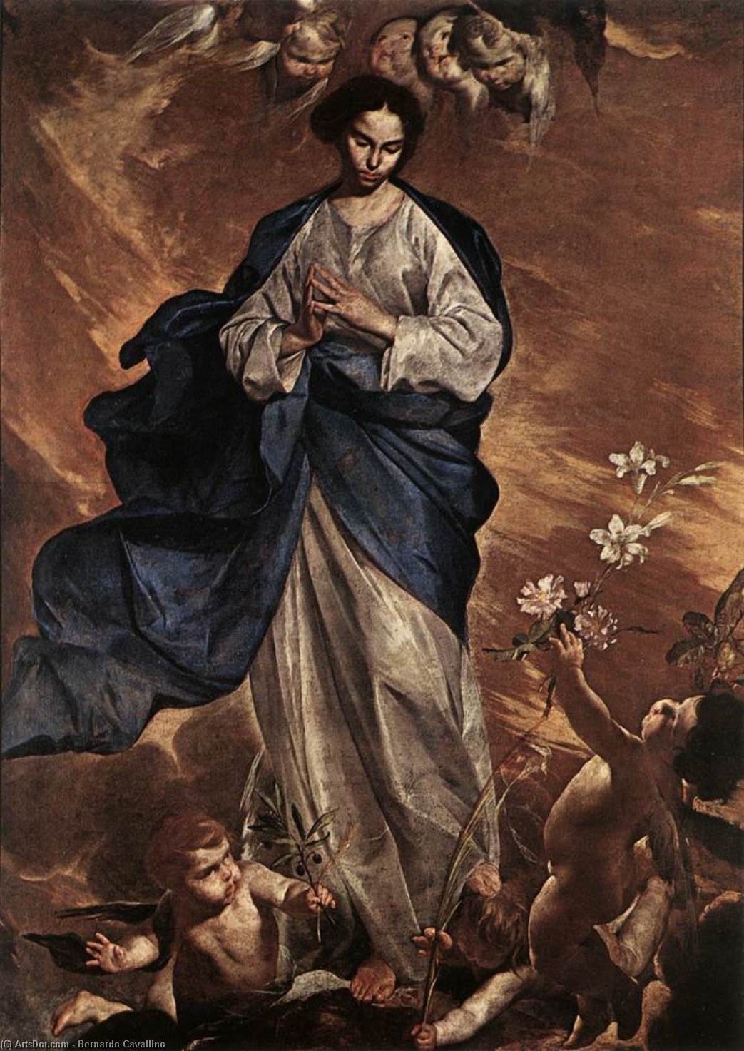 WikiOO.org - Enciclopédia das Belas Artes - Pintura, Arte por Bernardo Cavallino - The Blessed Virgin