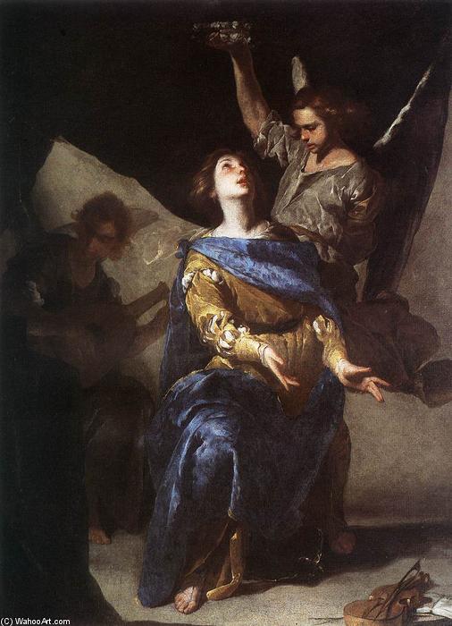 WikiOO.org - Enciclopédia das Belas Artes - Pintura, Arte por Bernardo Cavallino - The Ecstasy of St Cecilia