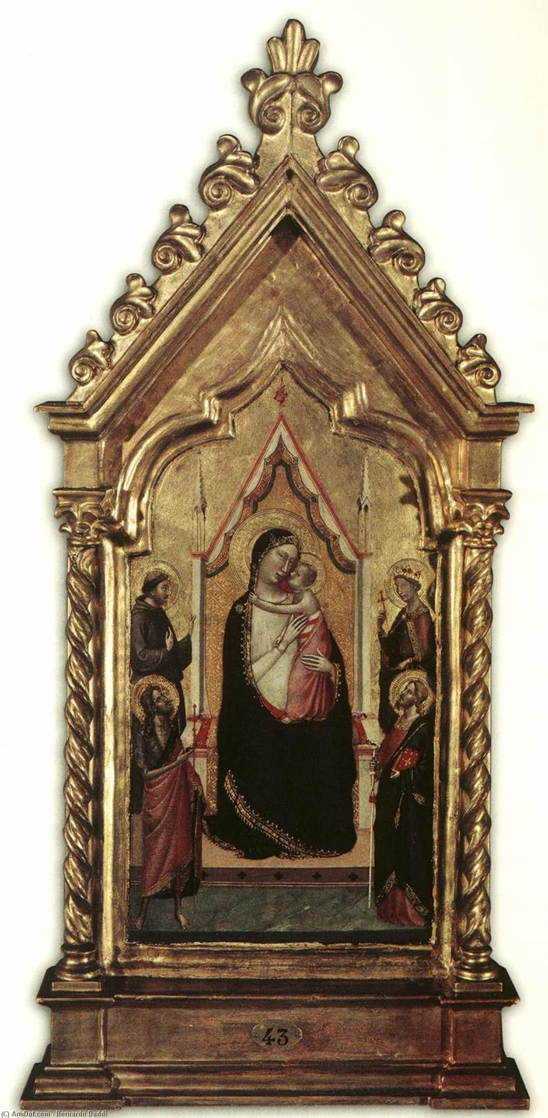 Wikioo.org – L'Enciclopedia delle Belle Arti - Pittura, Opere di Bernardo Daddi - Madonna col Bambino in trono con  santi