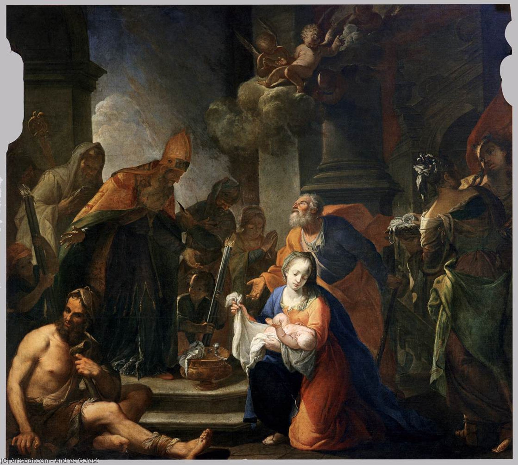 WikiOO.org - אנציקלופדיה לאמנויות יפות - ציור, יצירות אמנות Andrea Celesti - Presentation of Jesus at the Temple