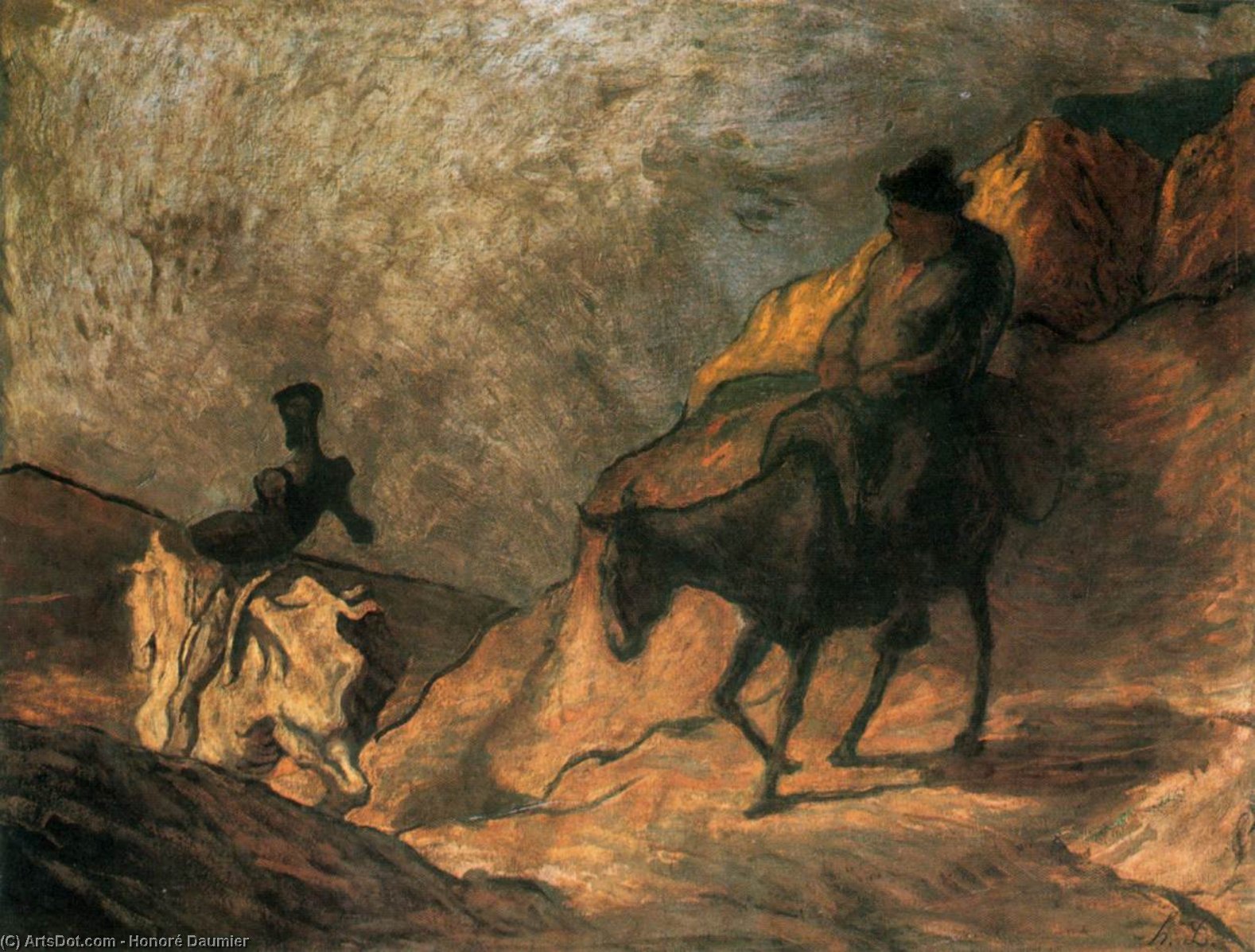 Wikioo.org - The Encyclopedia of Fine Arts - Painting, Artwork by Honoré Daumier - Don Quixote and Sancho Panza