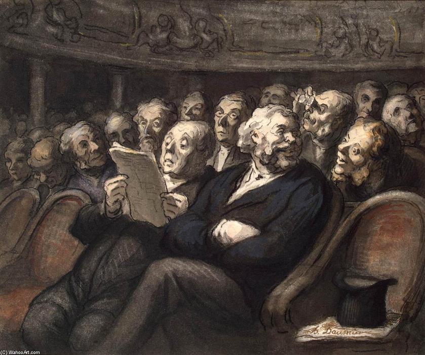 Wikioo.org - Bách khoa toàn thư về mỹ thuật - Vẽ tranh, Tác phẩm nghệ thuật Honoré Daumier - Intermission at the Comédie Française