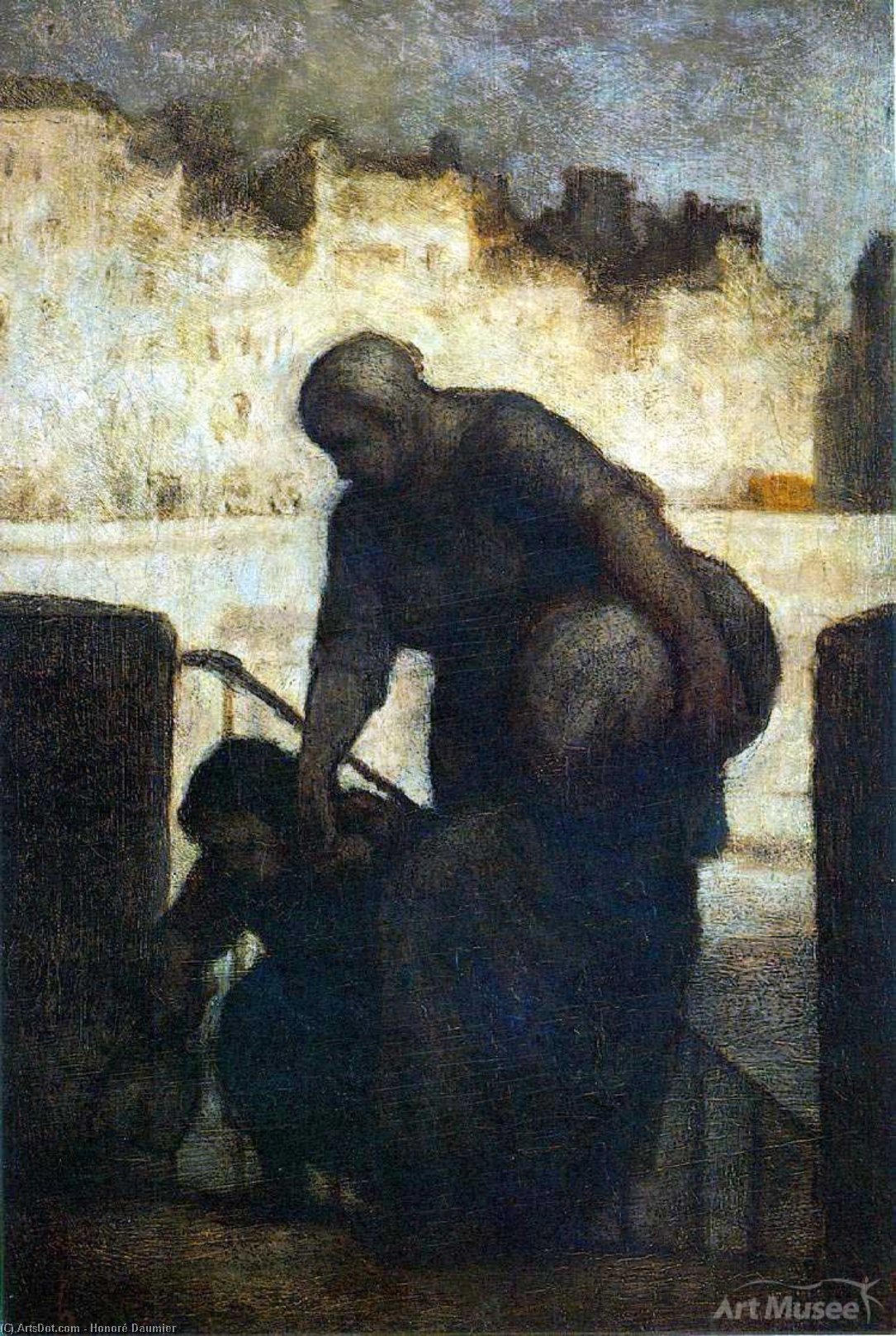 Wikioo.org - The Encyclopedia of Fine Arts - Painting, Artwork by Honoré Daumier - Laundress on the Quai d'Anjou