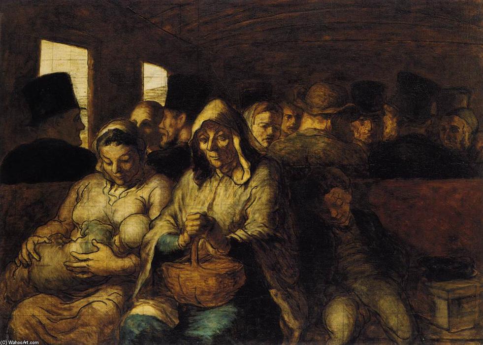 Wikioo.org - The Encyclopedia of Fine Arts - Painting, Artwork by Honoré Daumier - The Third-class Carriage