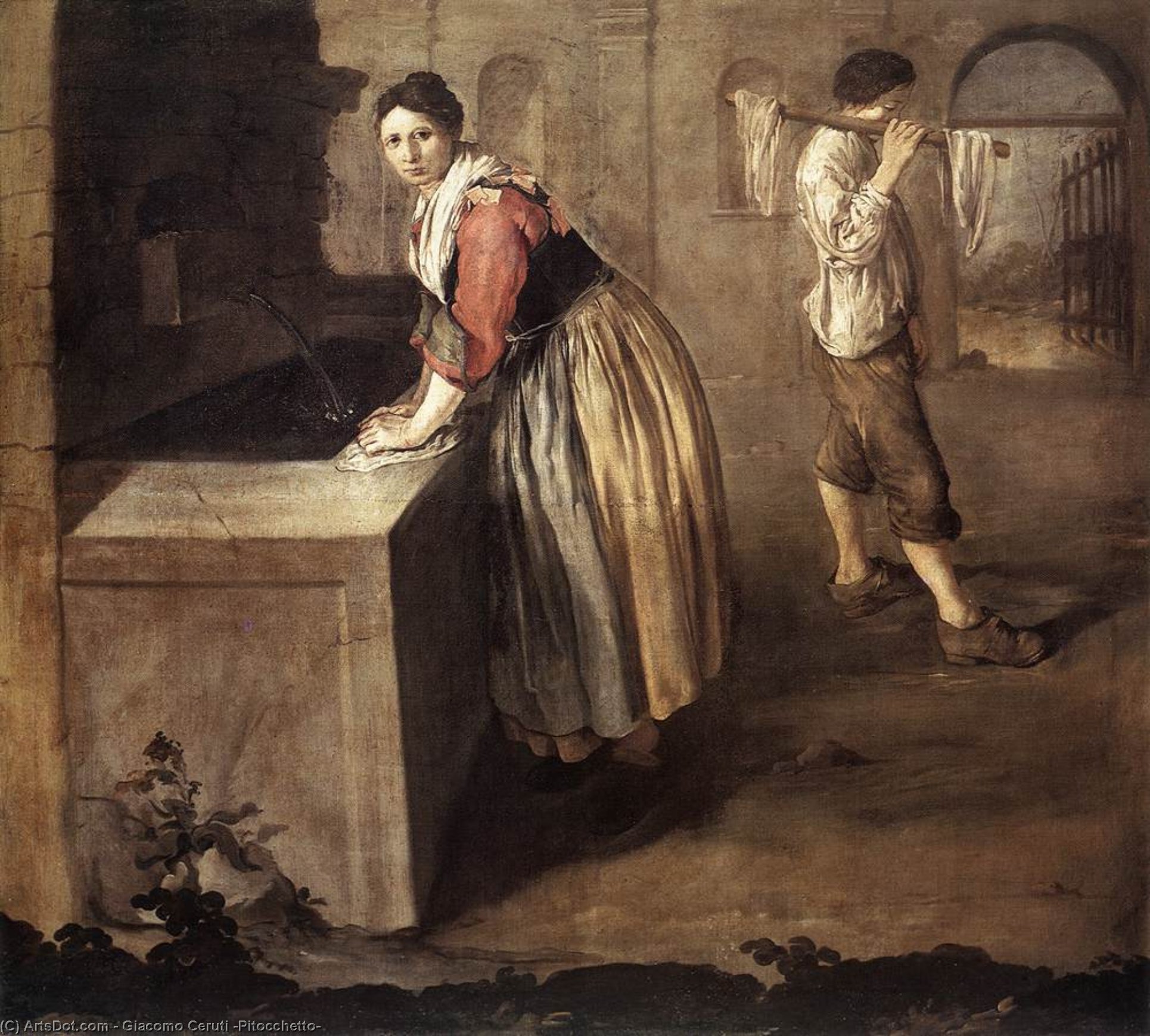 WikiOO.org – 美術百科全書 - 繪畫，作品 Giacomo Ceruti (Pitocchetto) - 洗衣妇