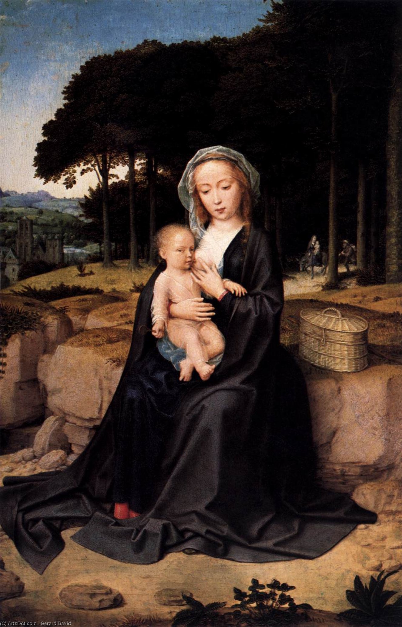 Wikioo.org - The Encyclopedia of Fine Arts - Painting, Artwork by Gerard David - Rest during the Flight to Egypt