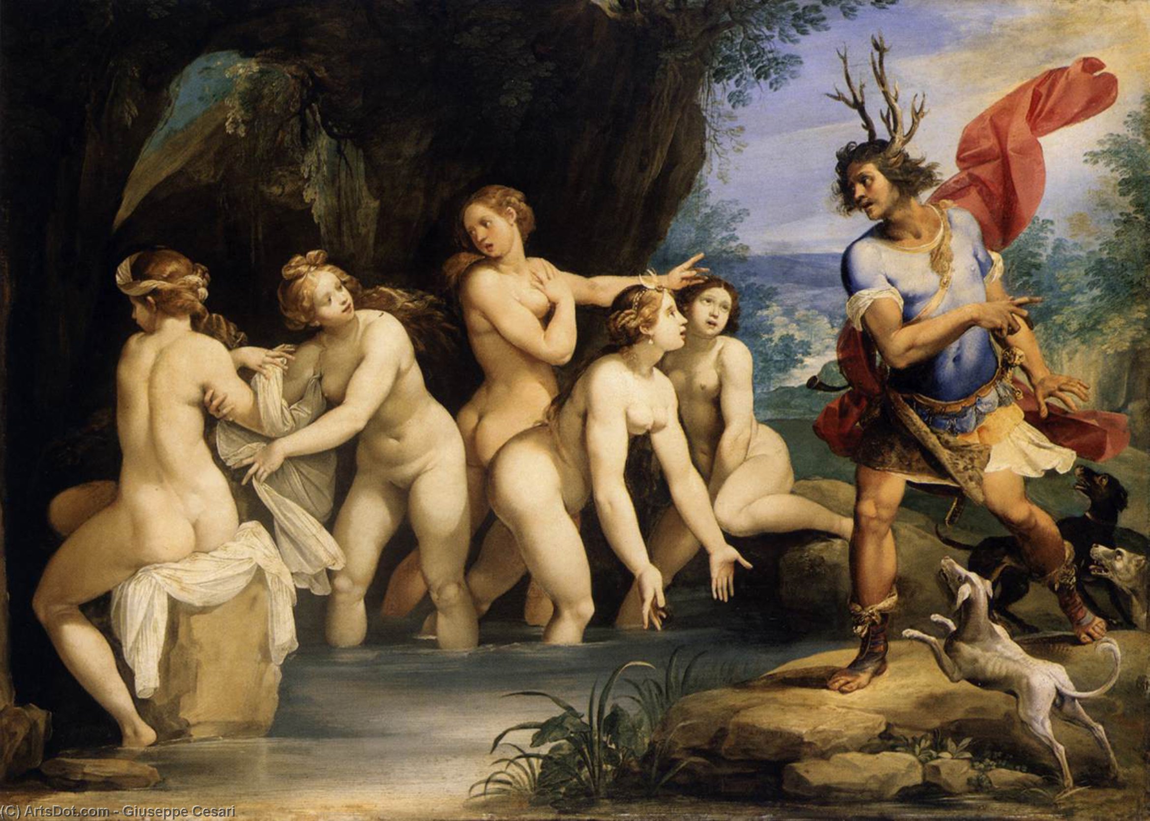 Wikioo.org - The Encyclopedia of Fine Arts - Painting, Artwork by Giuseppe Cesari - Diana and Actaeon