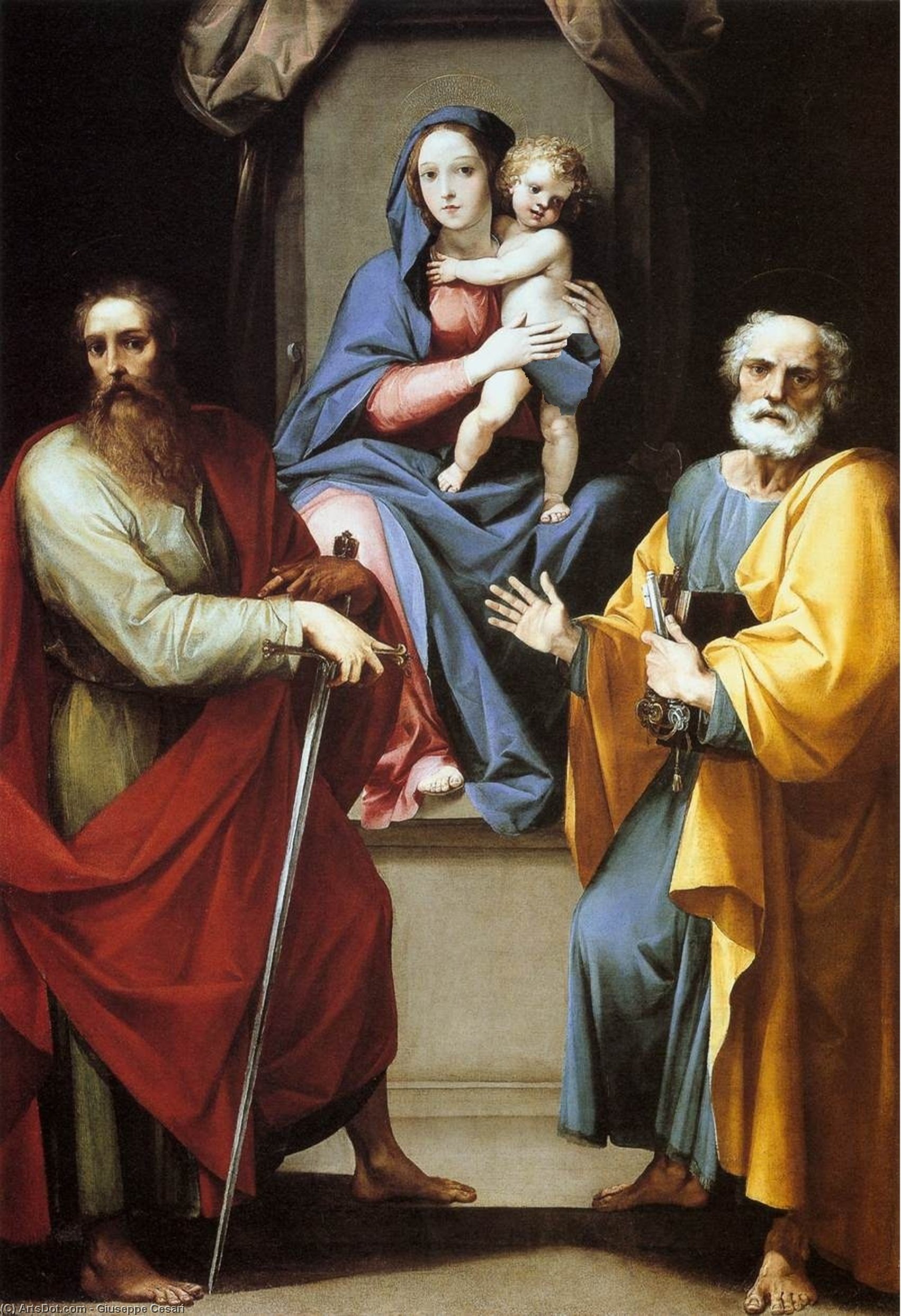 Wikioo.org - The Encyclopedia of Fine Arts - Painting, Artwork by Giuseppe Cesari - Madonna and Child with Sts. Peter and Paul