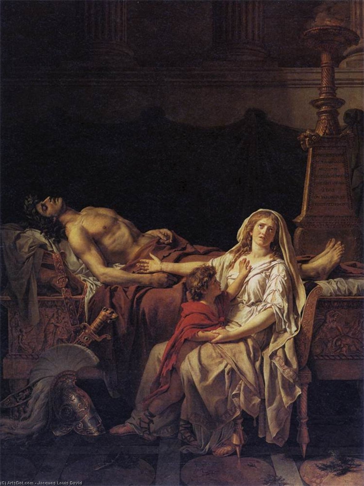 Wikoo.org - موسوعة الفنون الجميلة - اللوحة، العمل الفني Jacques Louis David - Andromache Mourning Hector
