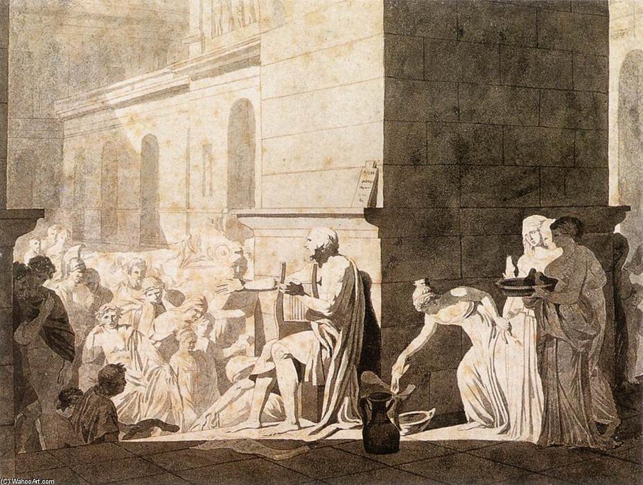 WikiOO.org - Enciklopedija likovnih umjetnosti - Slikarstvo, umjetnička djela Jacques Louis David - Homer Reciting his Verses to the Greeks