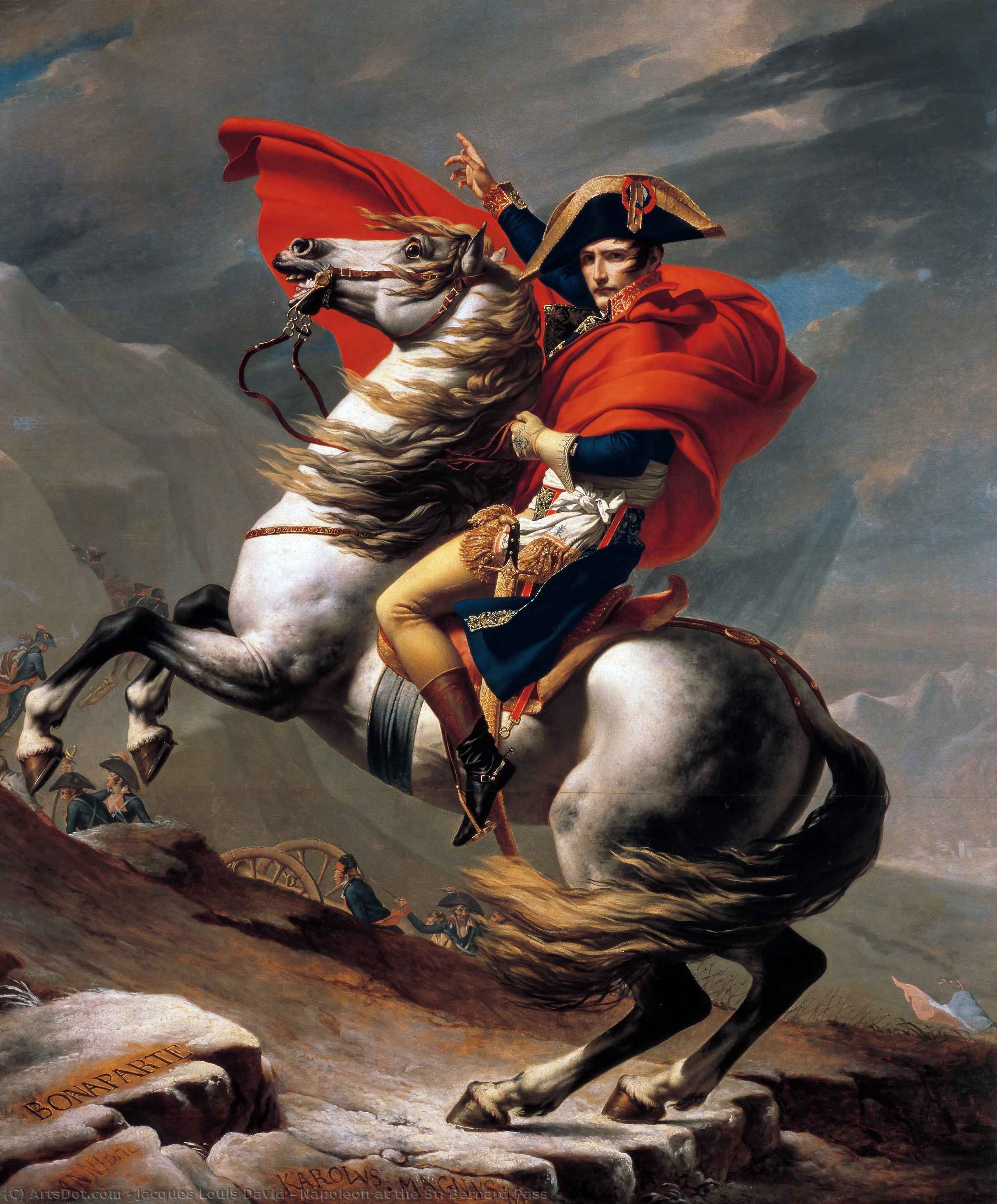 Wikioo.org - The Encyclopedia of Fine Arts - Painting, Artwork by Jacques Louis David - Napoleon at the St. Bernard Pass