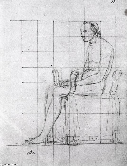 WikiOO.org - Güzel Sanatlar Ansiklopedisi - Resim, Resimler Jacques Louis David - Nude study of Pope Pius VII