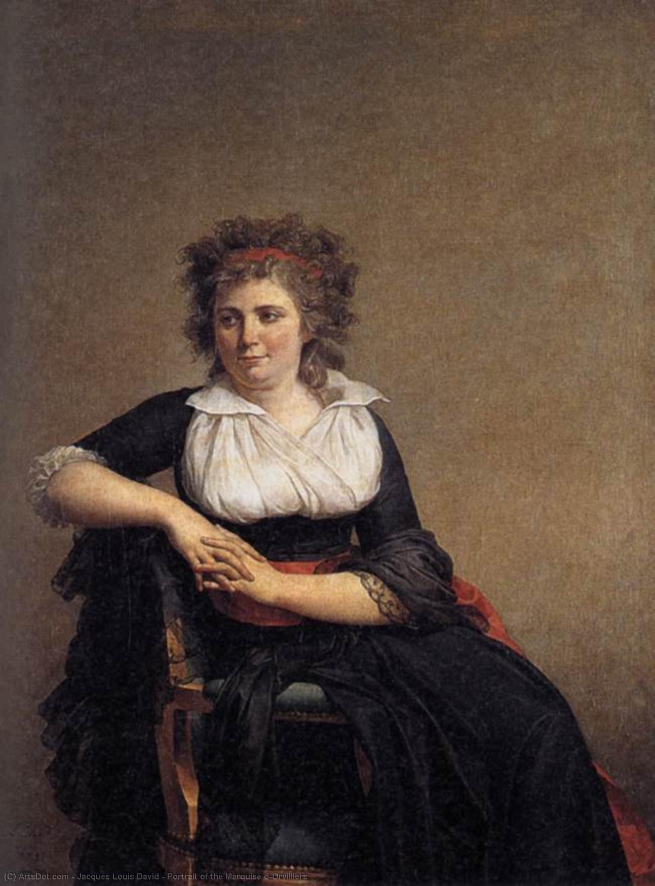 Wikoo.org - موسوعة الفنون الجميلة - اللوحة، العمل الفني Jacques Louis David - Portrait of the Marquise d'Orvilliers