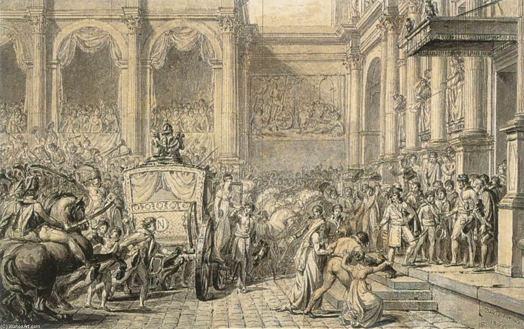 WikiOO.org - Enciclopedia of Fine Arts - Pictura, lucrări de artă Jacques Louis David - The Arrival at the Hôtel de Ville