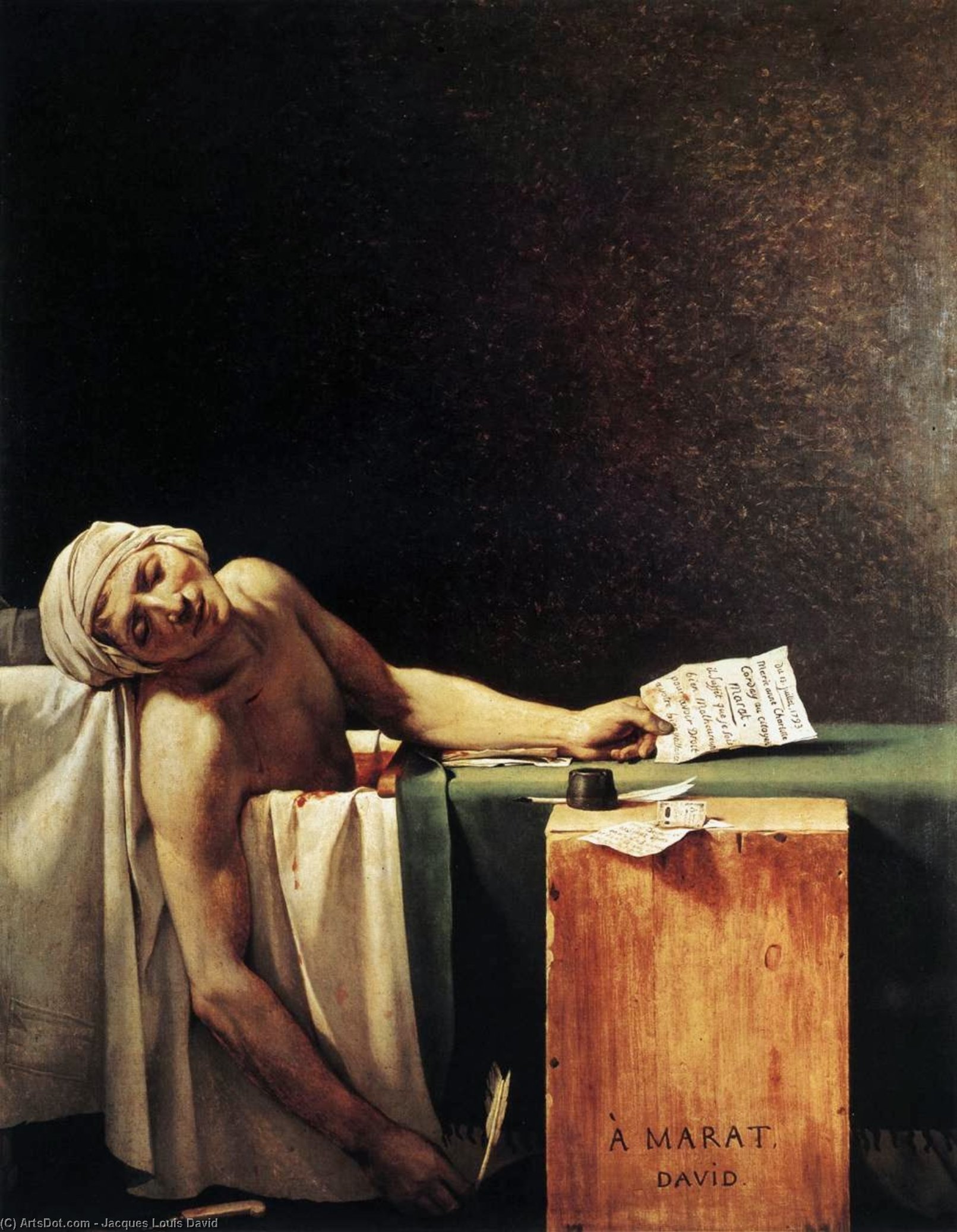 Wikioo.org – La Enciclopedia de las Bellas Artes - Pintura, Obras de arte de Jacques Louis David - la muerte de Marat