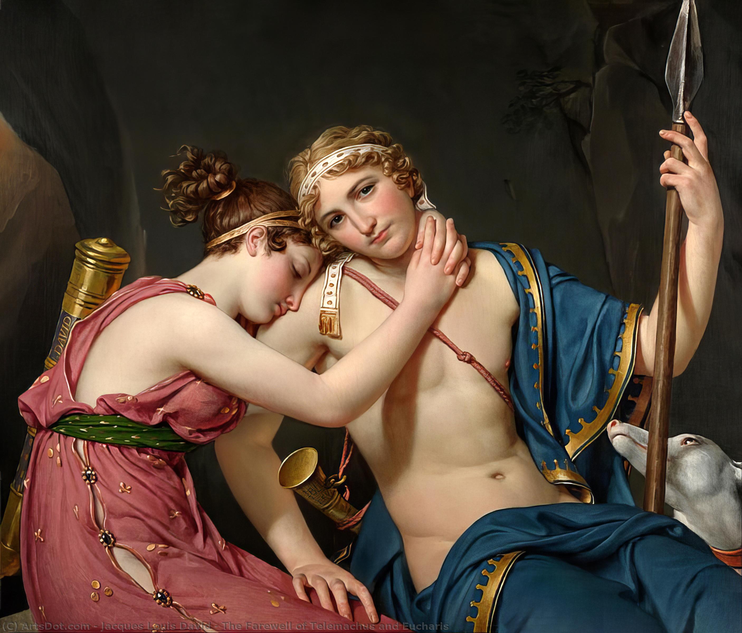 Wikioo.org - The Encyclopedia of Fine Arts - Painting, Artwork by Jacques Louis David - The Farewell of Telemachus and Eucharis