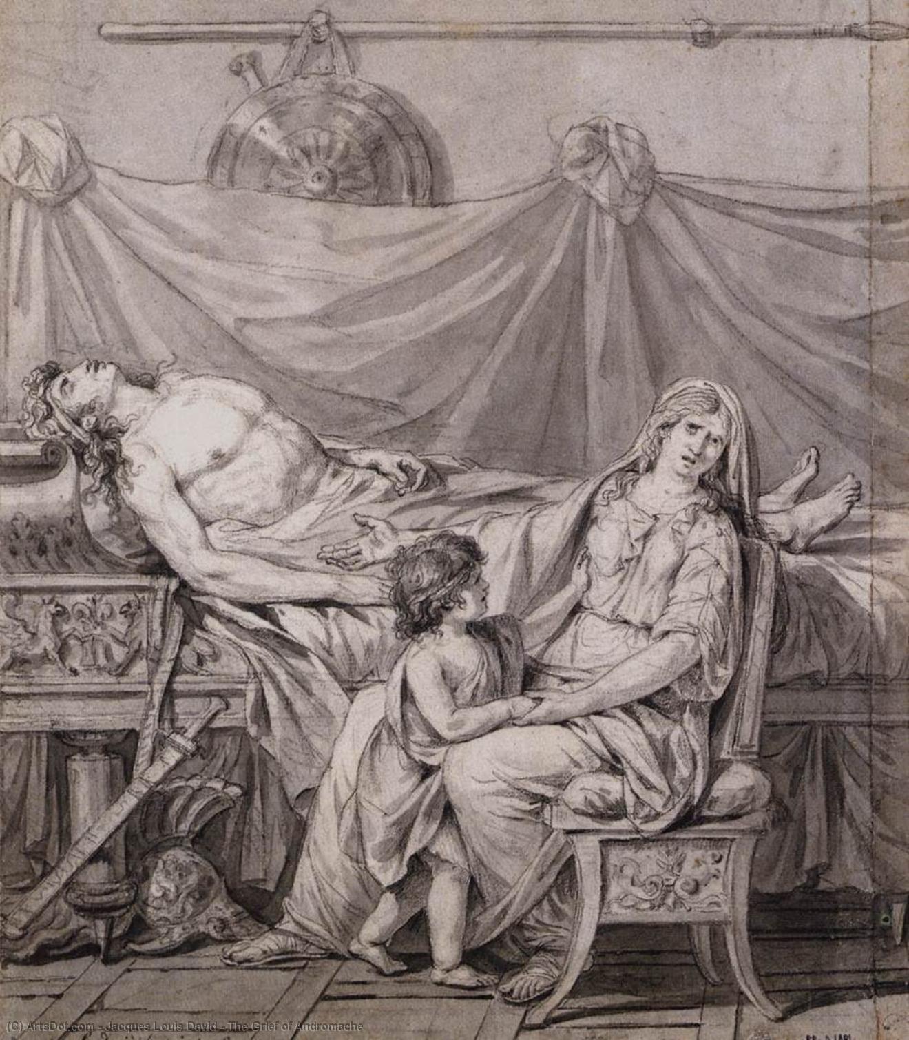 WikiOO.org - Енциклопедия за изящни изкуства - Живопис, Произведения на изкуството Jacques Louis David - The Grief of Andromache