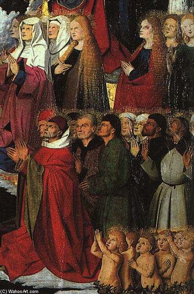 WikiOO.org - Εγκυκλοπαίδεια Καλών Τεχνών - Ζωγραφική, έργα τέχνης Enguerrand Charonton - The Coronation of the Virgin, detail: the crowd