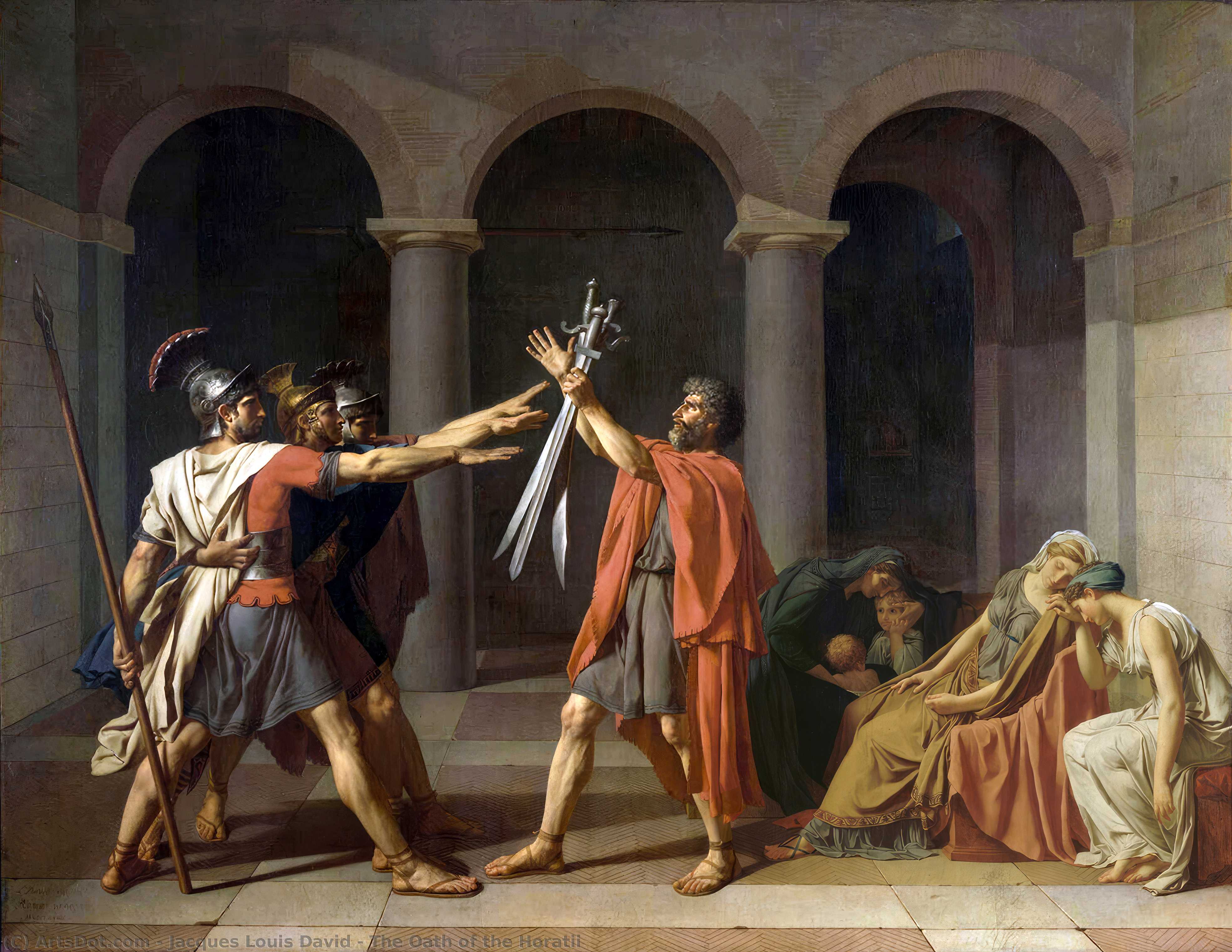 Wikioo.org - The Encyclopedia of Fine Arts - Painting, Artwork by Jacques Louis David - The Oath of the Horatii
