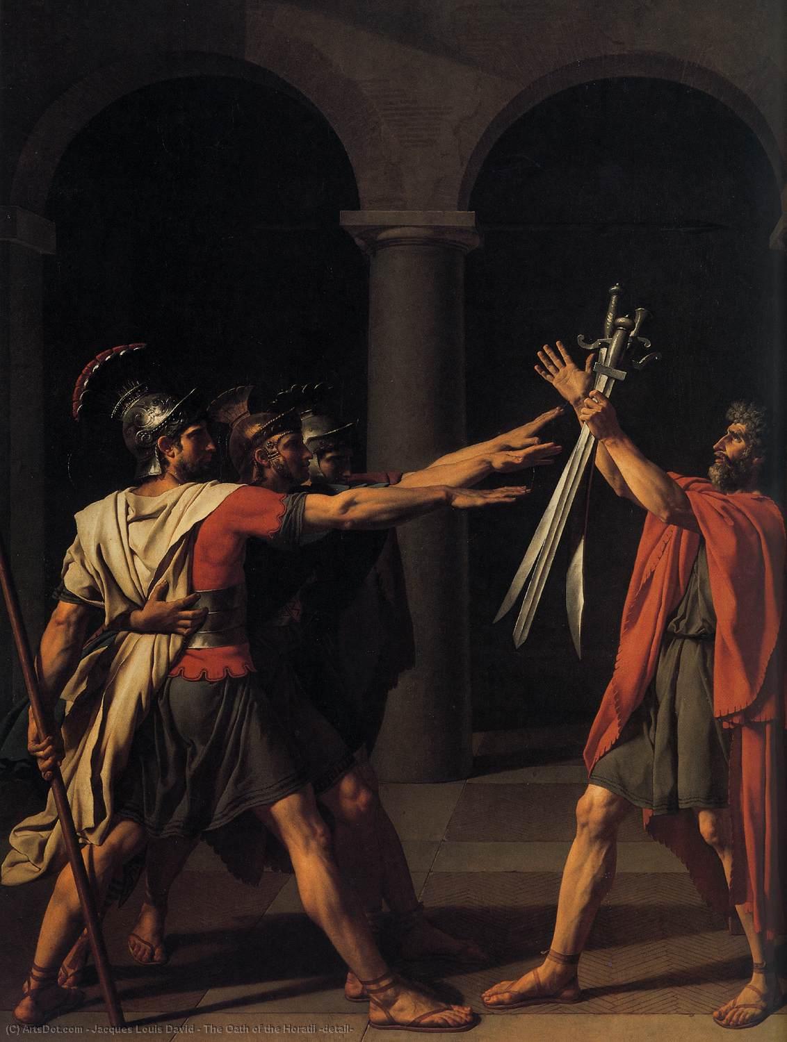 Wikioo.org - The Encyclopedia of Fine Arts - Painting, Artwork by Jacques Louis David - The Oath of the Horatii (detail)