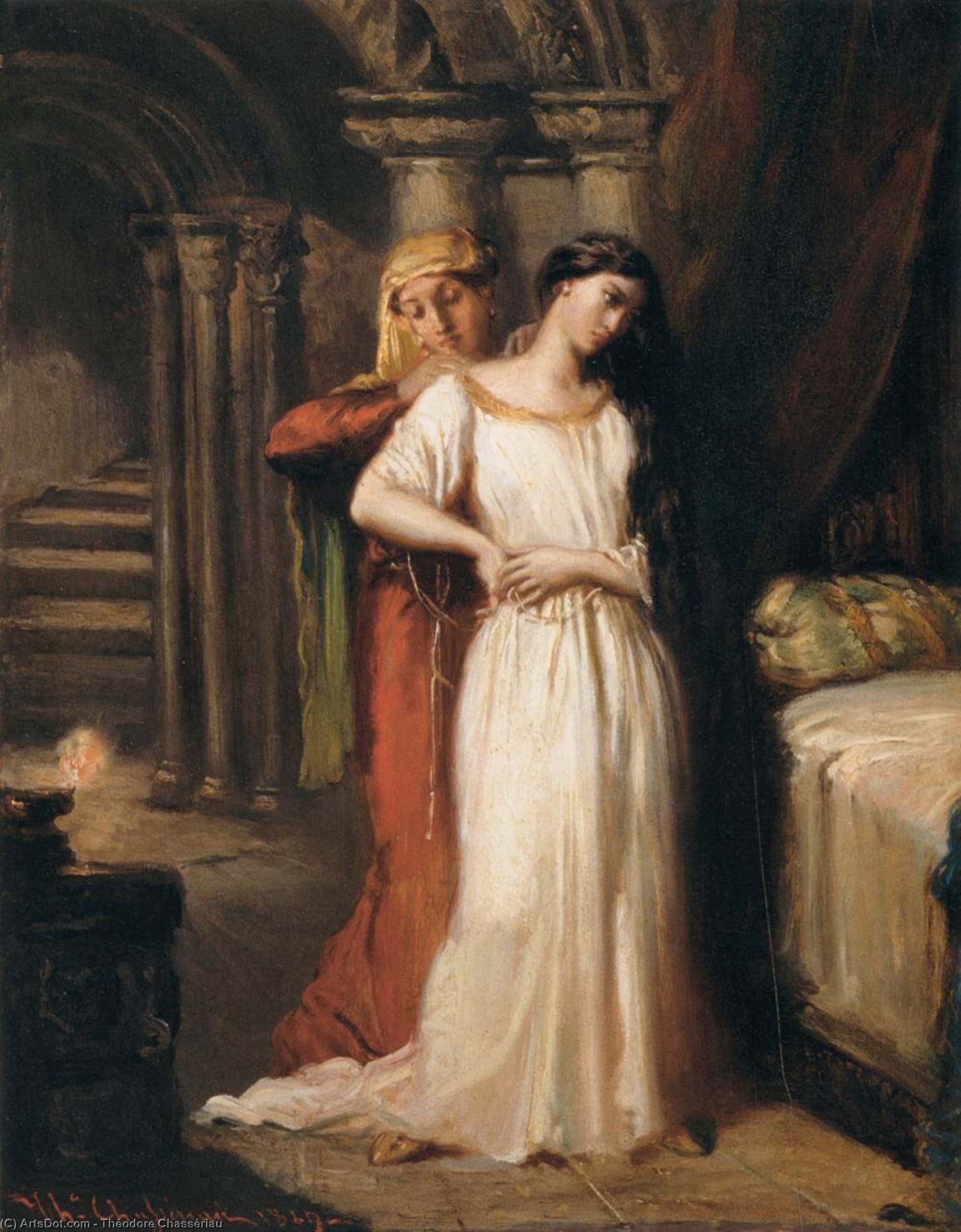 Wikioo.org - The Encyclopedia of Fine Arts - Painting, Artwork by Théodore Chassériau - Desdemona Retiring to her Bed