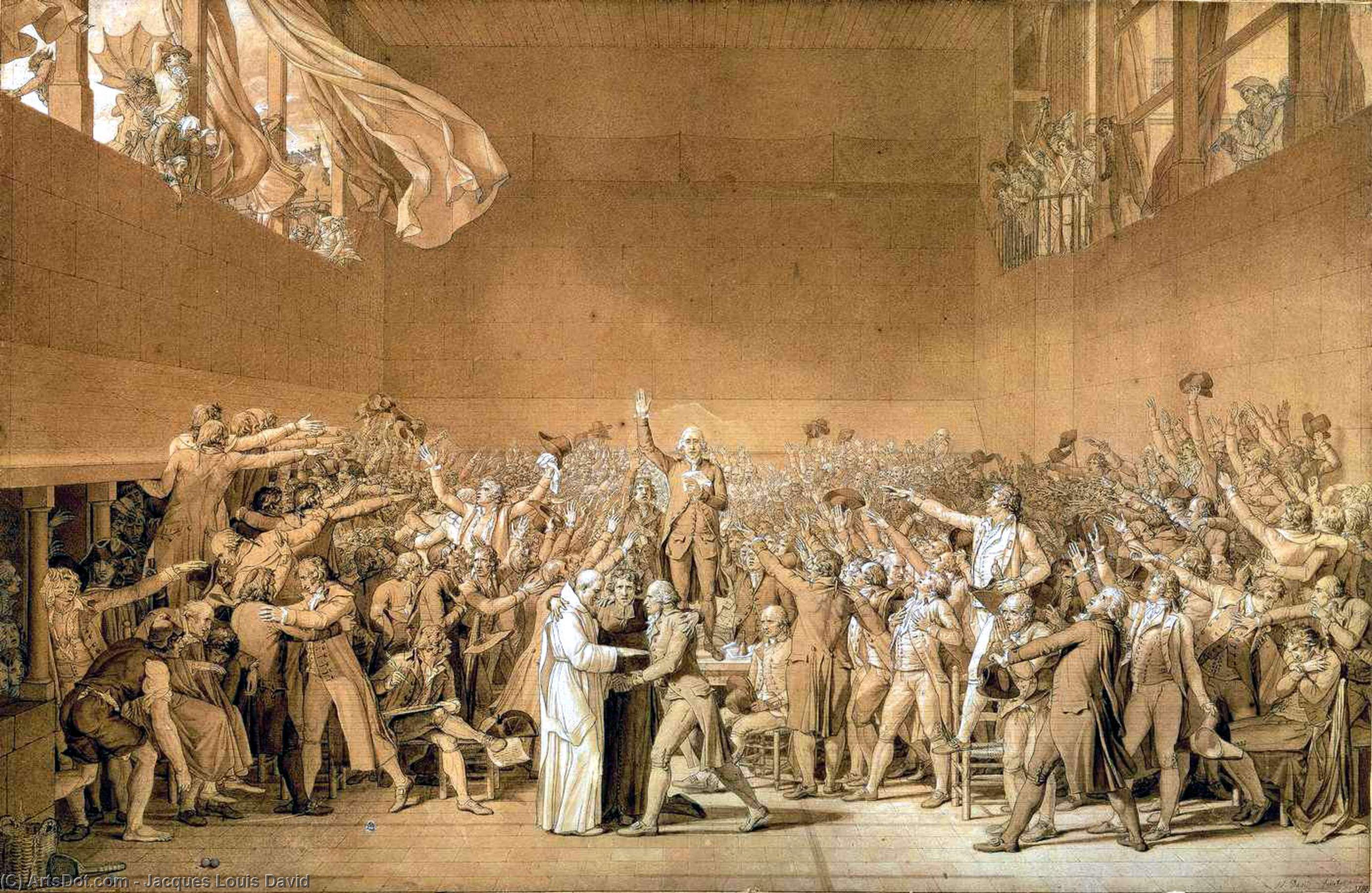 WikiOO.org - Enciclopedia of Fine Arts - Pictura, lucrări de artă Jacques Louis David - The Oath of the Tennis Court