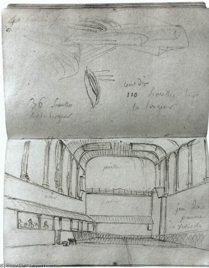WikiOO.org - Enciklopedija likovnih umjetnosti - Slikarstvo, umjetnička djela Jacques Louis David - View of the interior of the tennis court